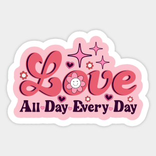 Love All Day Every Day Retro Valentine Sticker